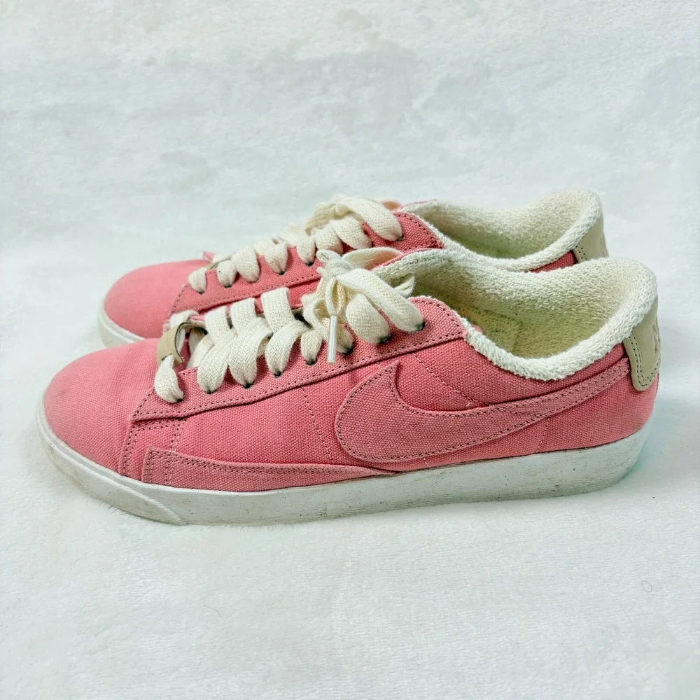 Nike Blazer Low‎ Women 8.5 Pink Good Natural Dye Canvas AV9371-600 Sneaker